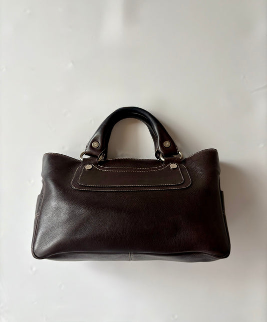 Vintage Celine Boogie Bag in Dark Brown Leather
