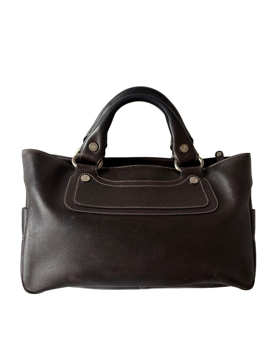 Vintage Celine Boogie Bag in Dark Brown Leather