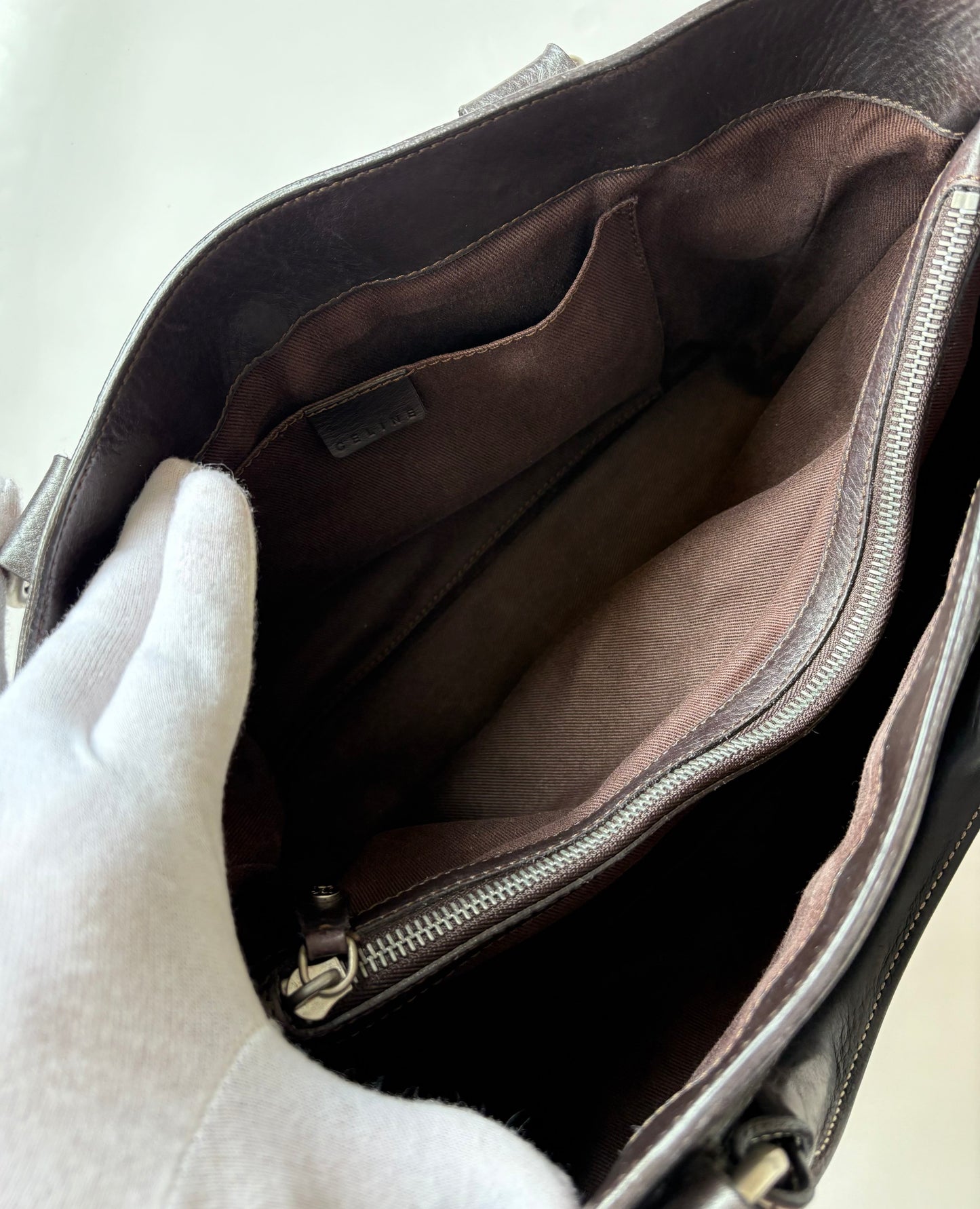 Vintage Celine Boogie Bag in Dark Brown Leather