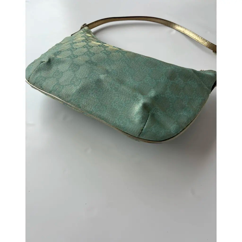 Gucci Monogram Hobo Shoulder Bag Blue Iridescent Gold