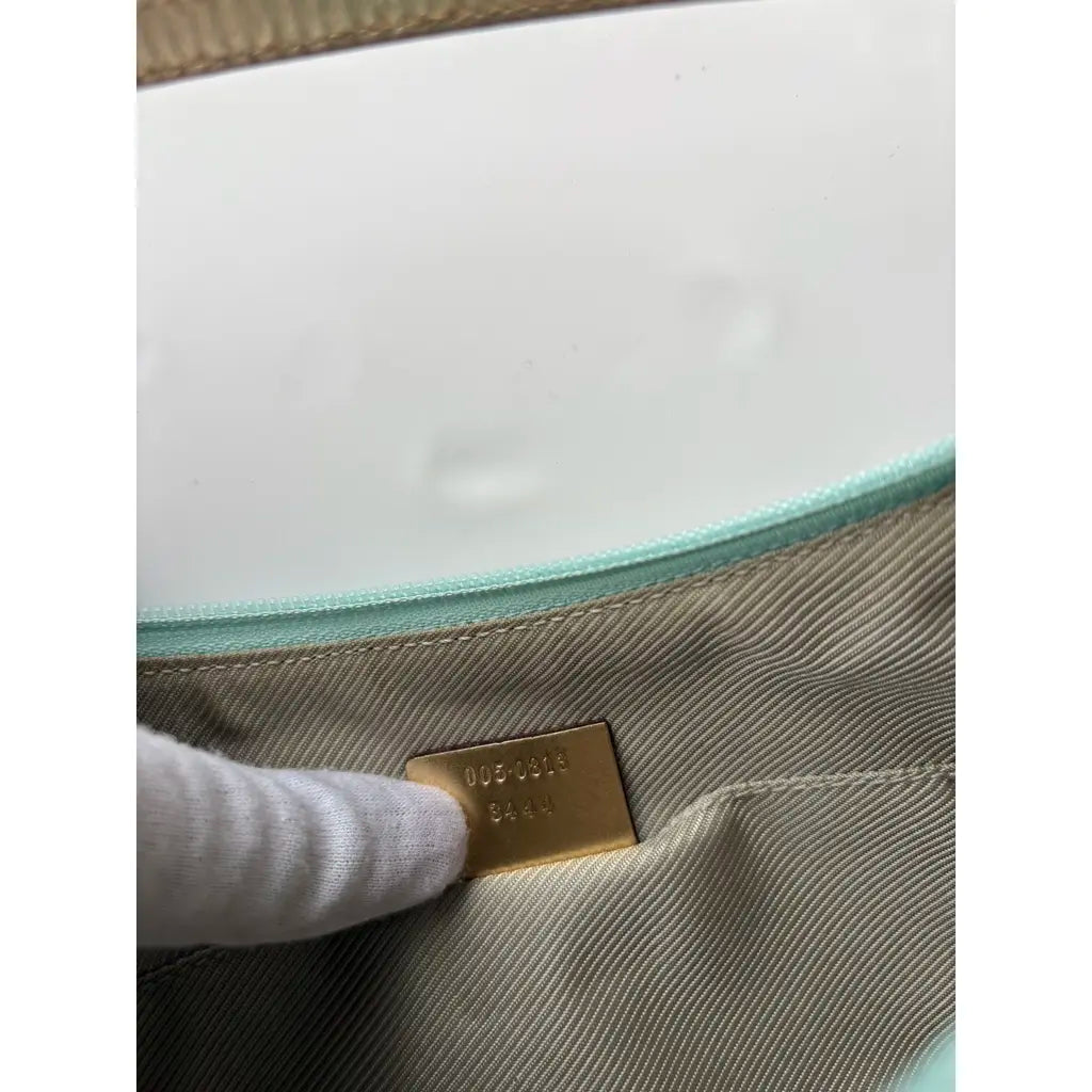 Gucci Monogram Hobo Shoulder Bag Blue Iridescent Gold