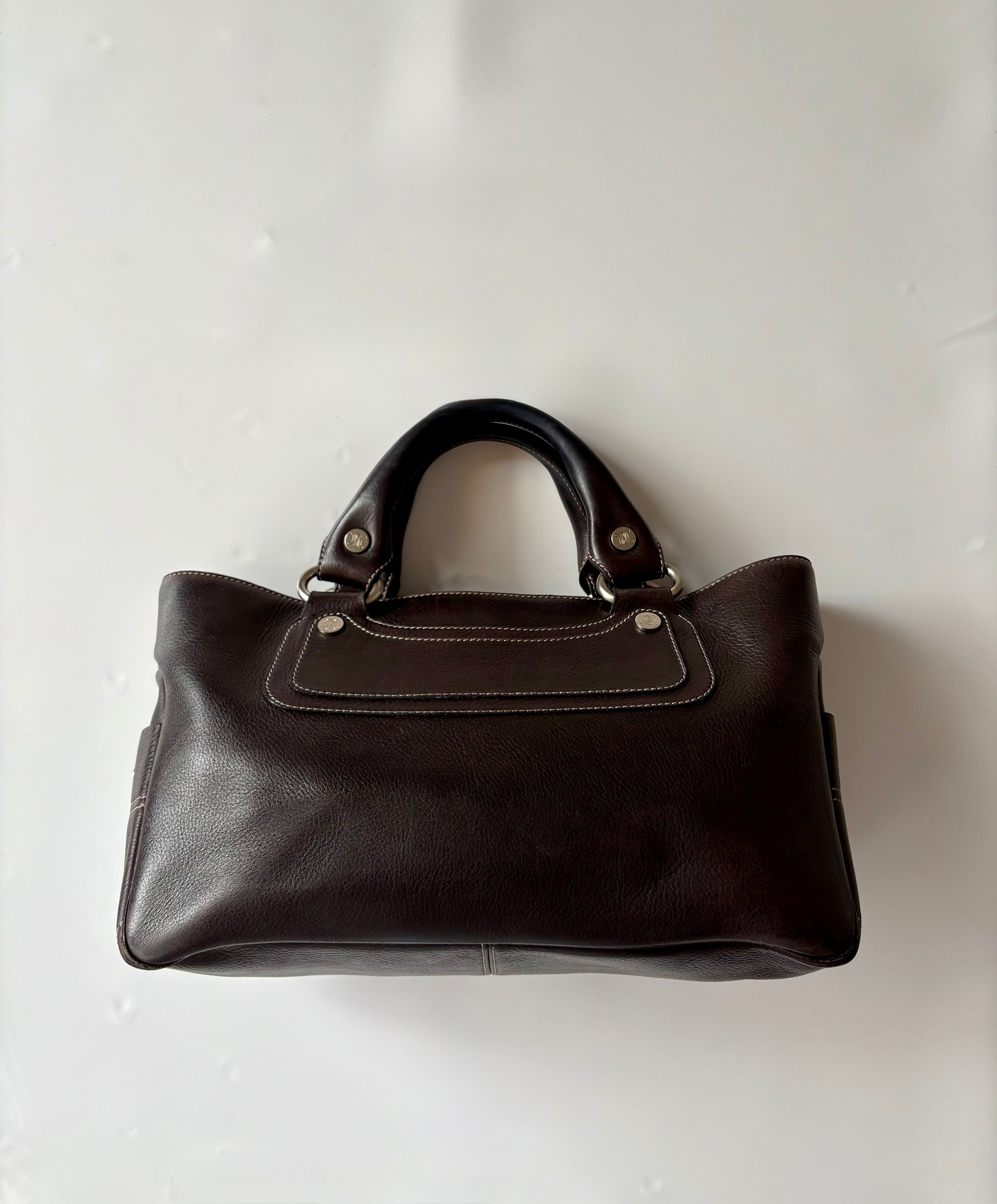 Vintage Celine Boogie Bag in Dark Brown Leather