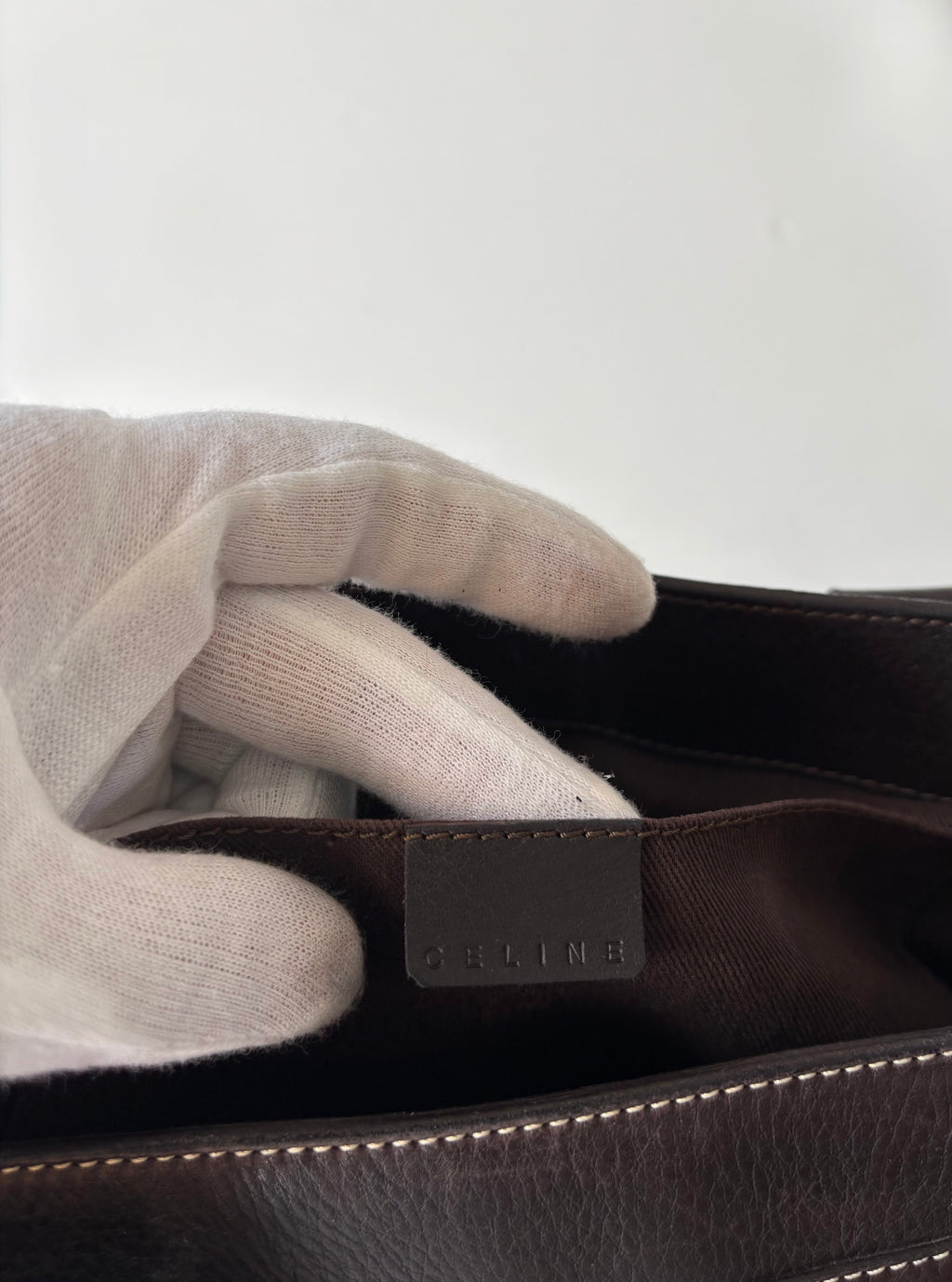 Vintage Celine Boogie Bag in Dark Brown Leather