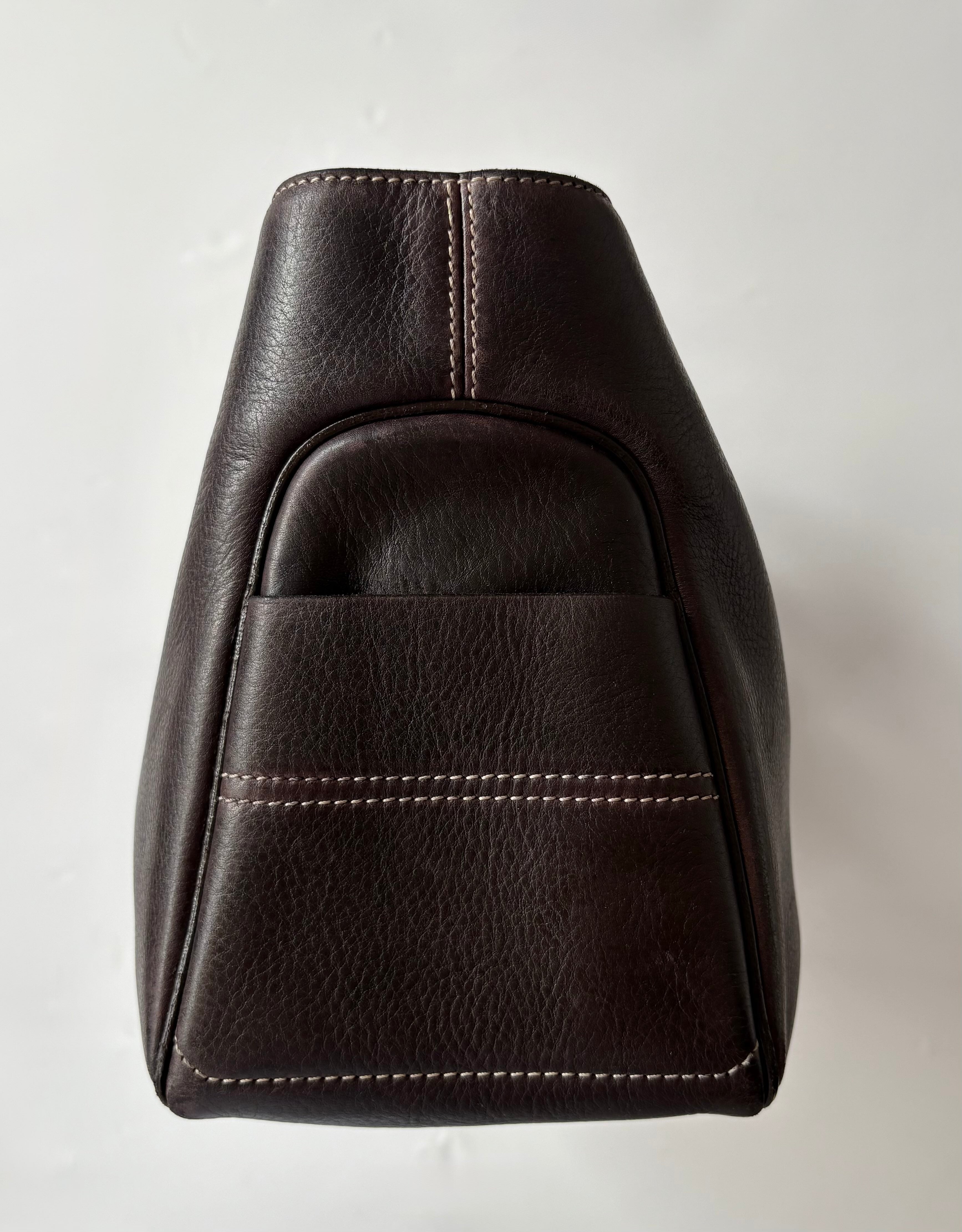 Vintage Celine Boogie Bag in Dark Brown Leather