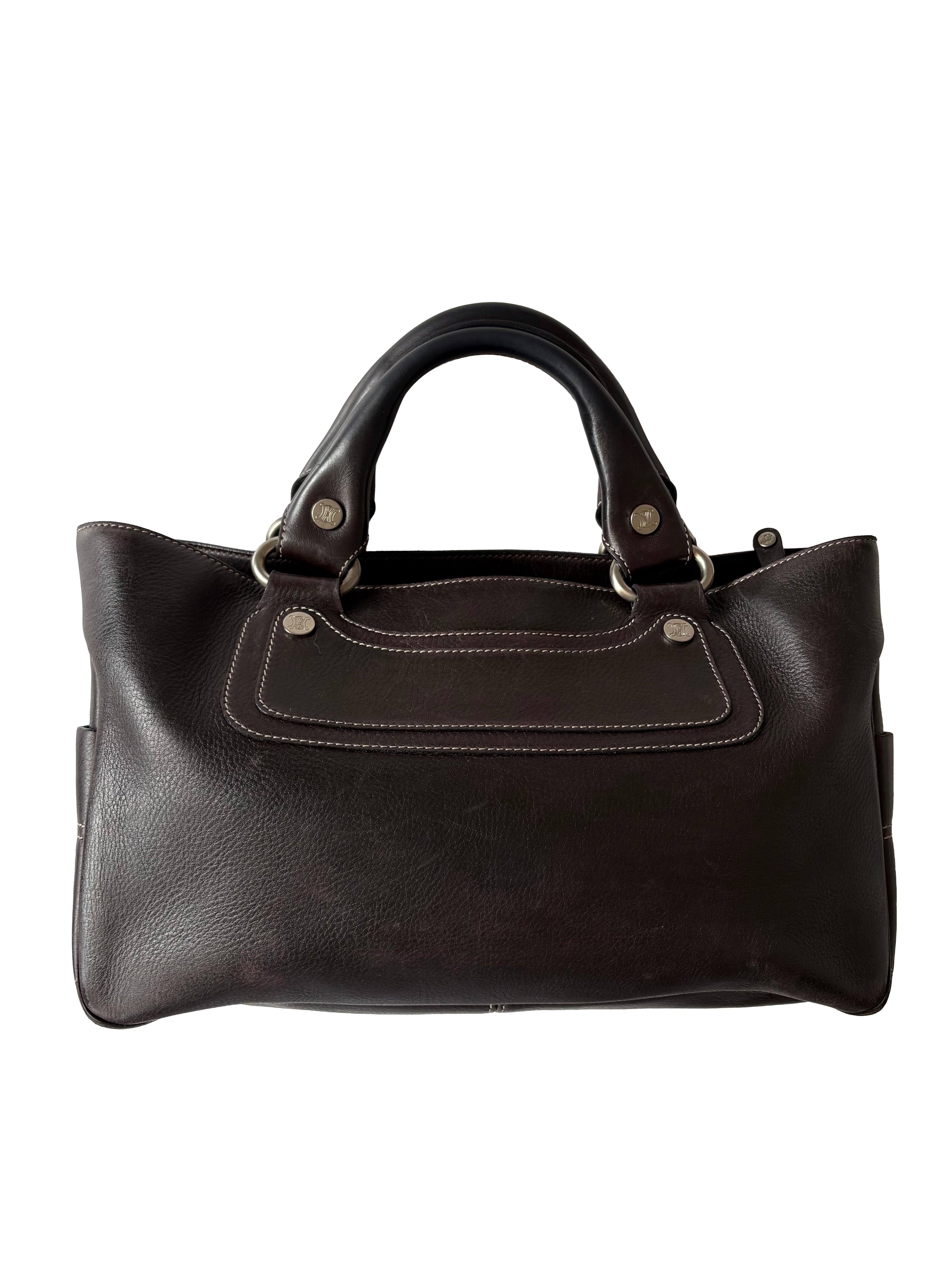 Vintage Celine Boogie Bag in Dark Brown Leather