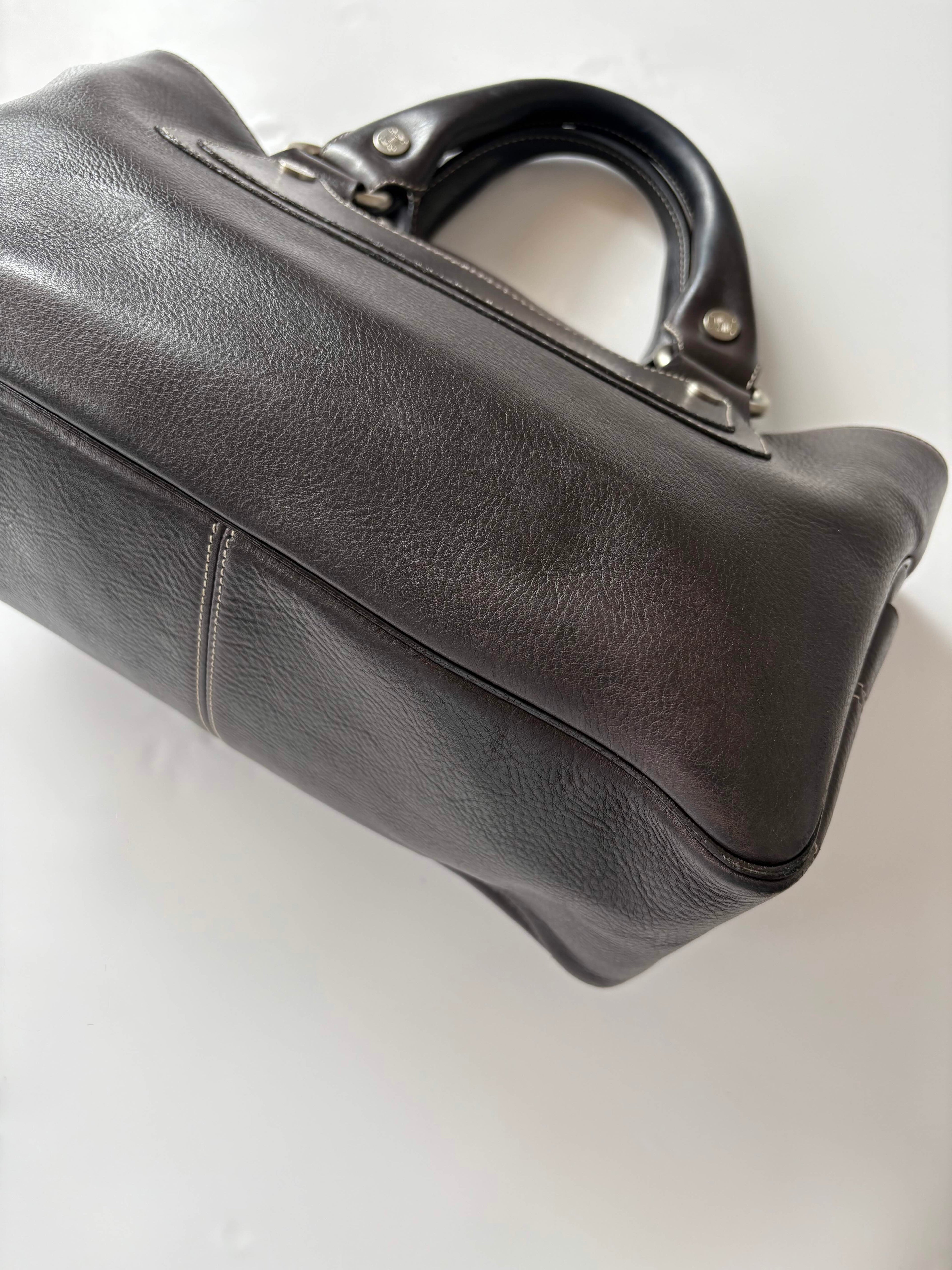 Vintage Celine Boogie Bag in Dark Brown Leather