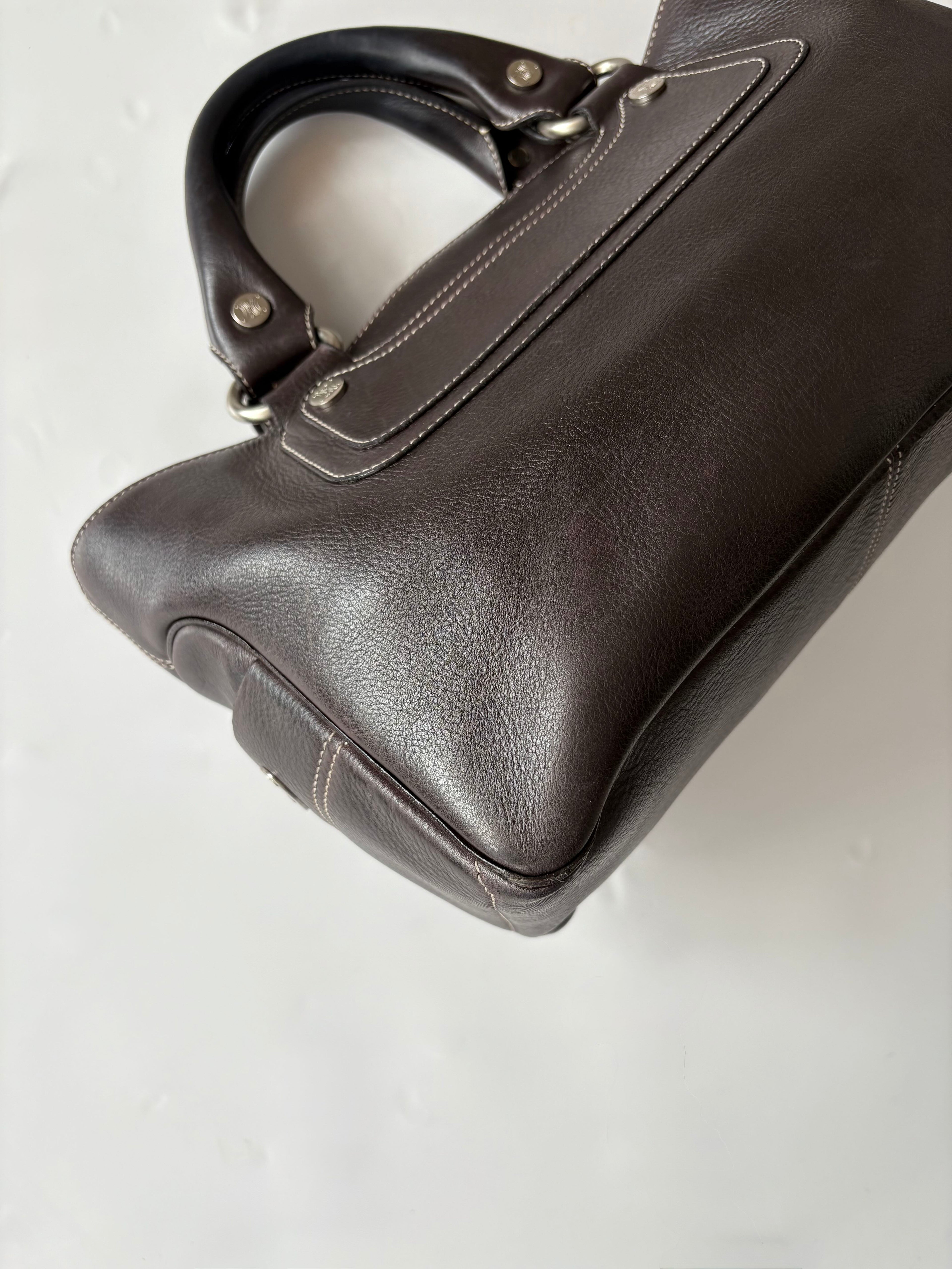 Vintage Celine Boogie Bag in Dark Brown Leather