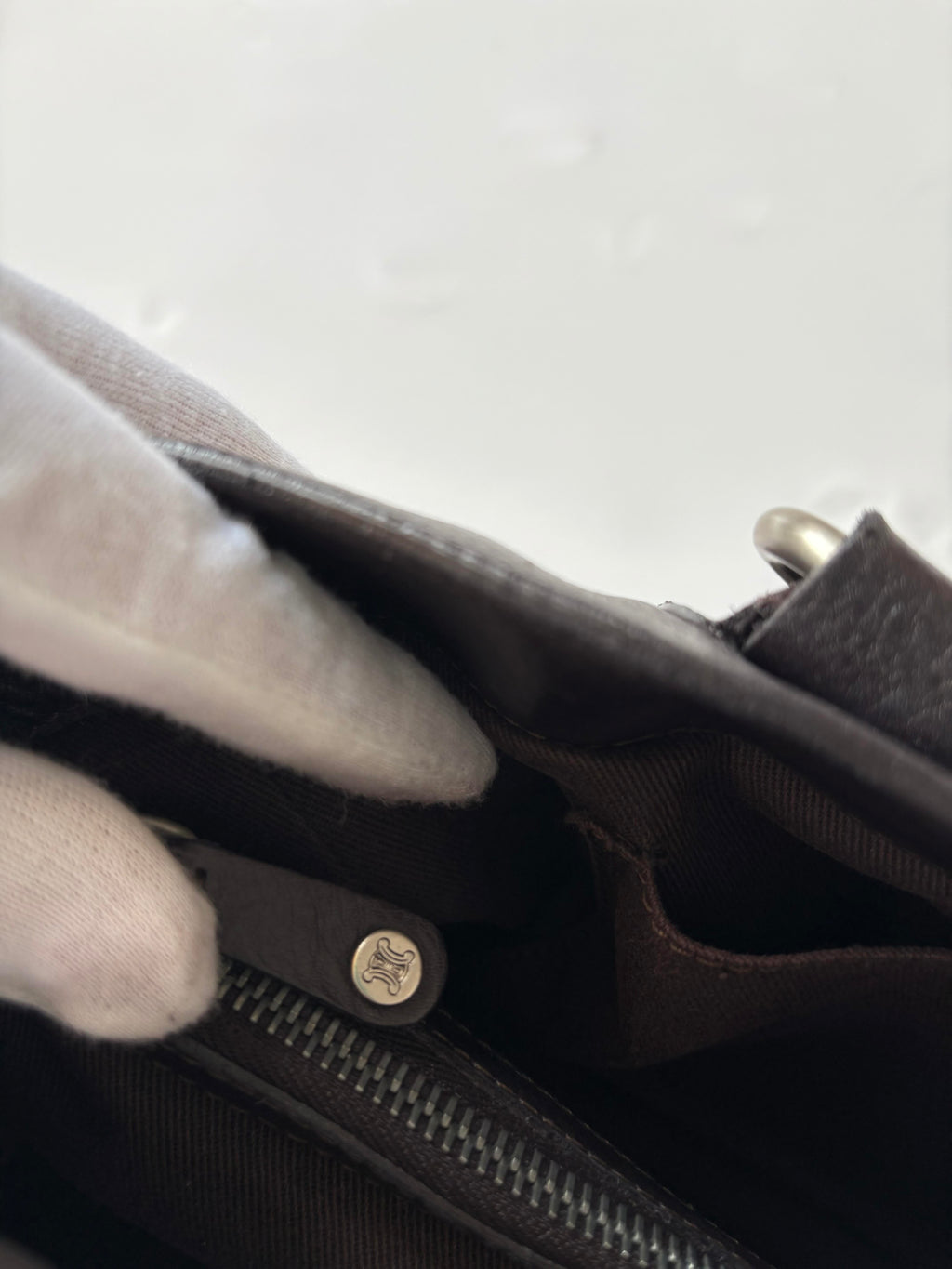 Vintage Celine Boogie Bag in Dark Brown Leather