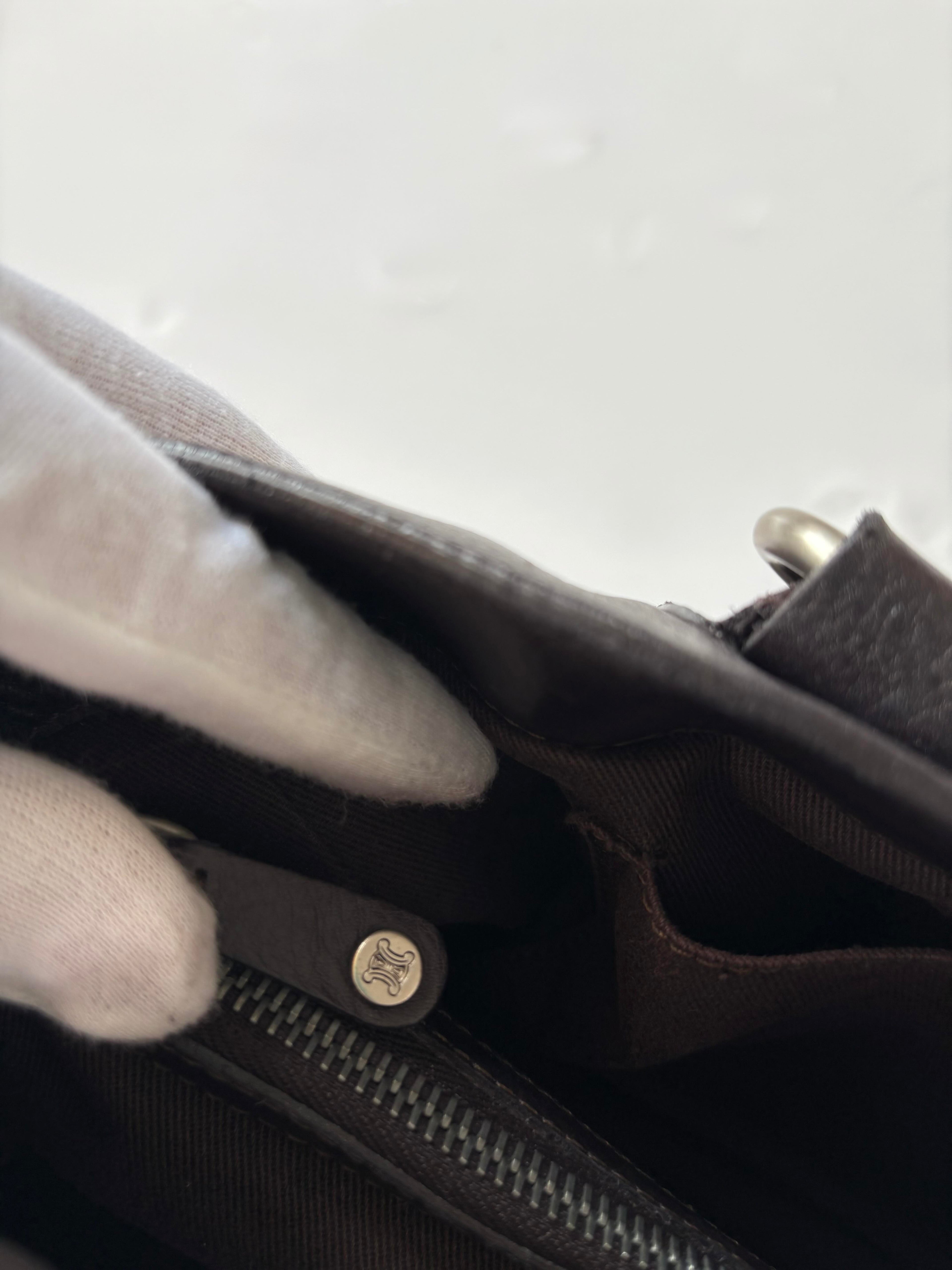 Vintage Celine Boogie Bag in Dark Brown Leather