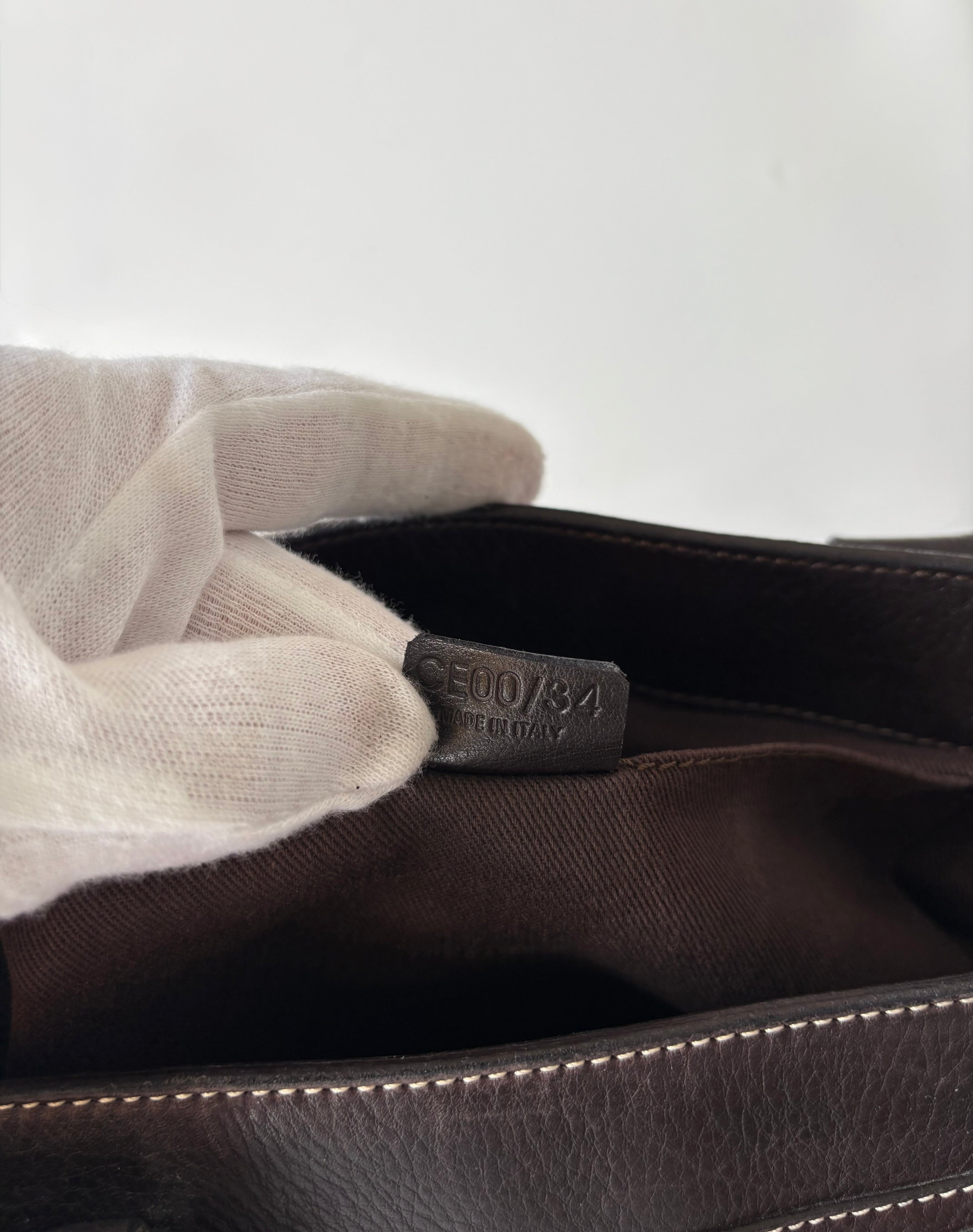 Vintage Celine Boogie Bag in Dark Brown Leather