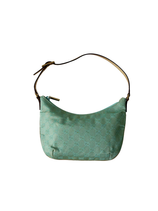 Gucci Monogram Hobo Shoulder Bag Blue Iridescent Gold