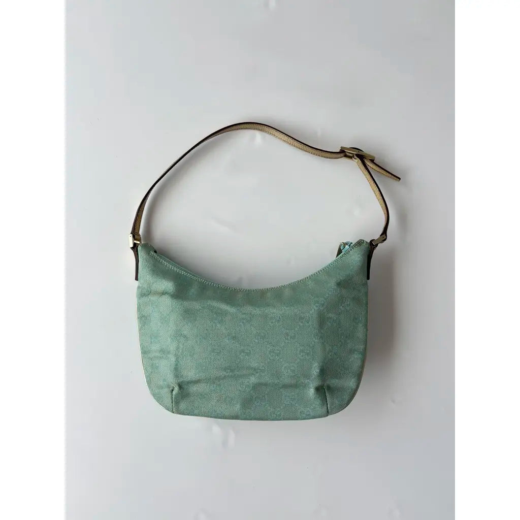 Gucci Monogram Hobo Shoulder Bag Blue Iridescent Gold