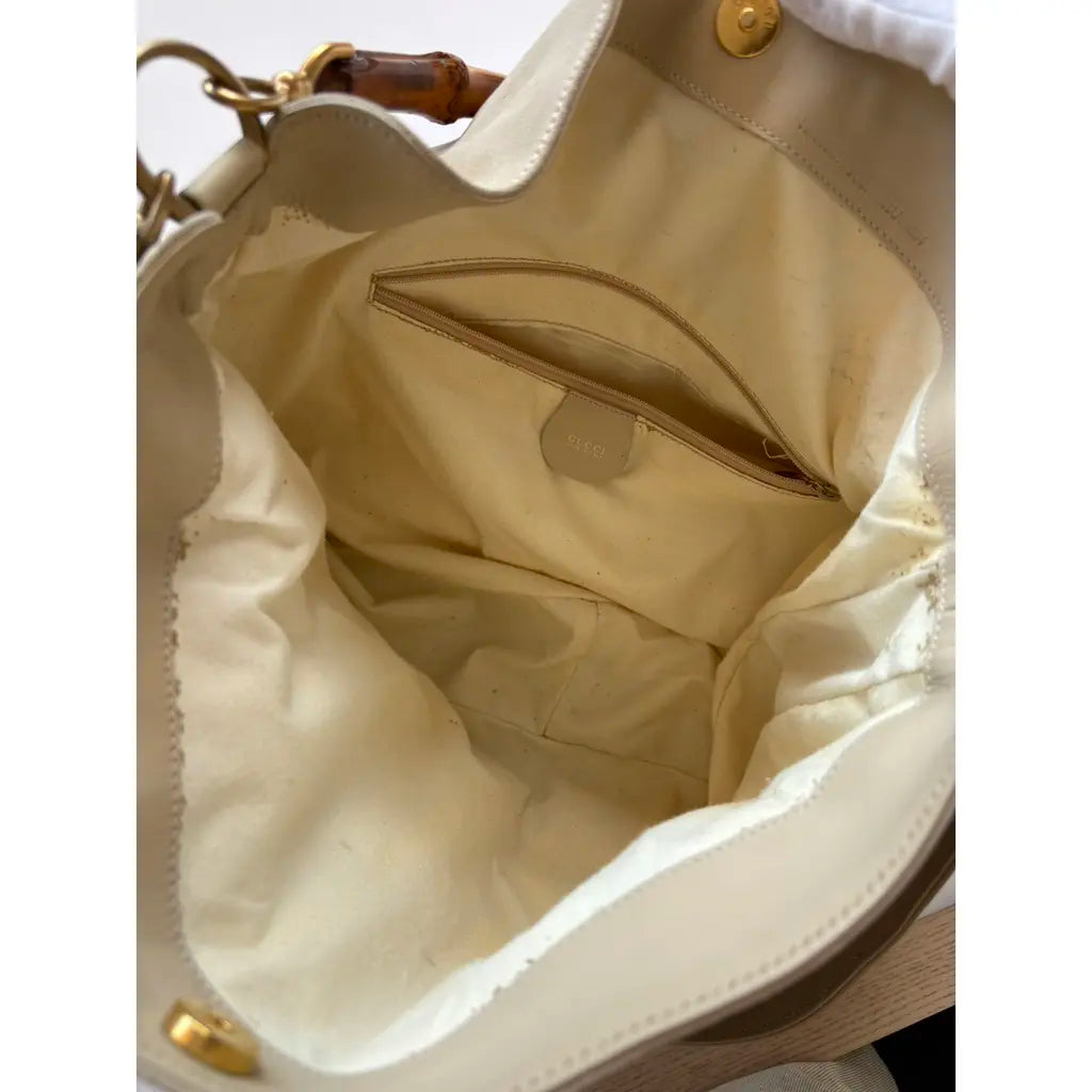 Gucci Bamboo White Suede Bag - SS1997