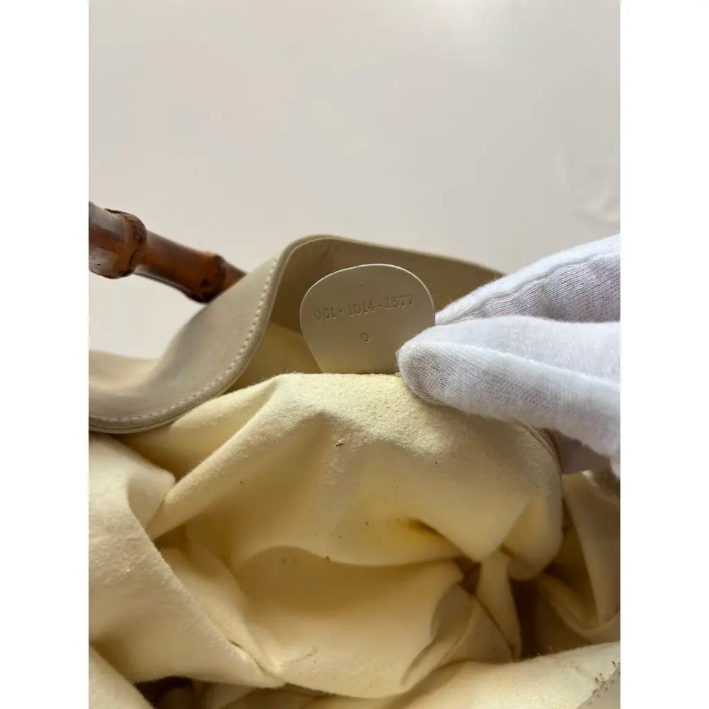 Gucci Bamboo White Suede Bag - SS1997